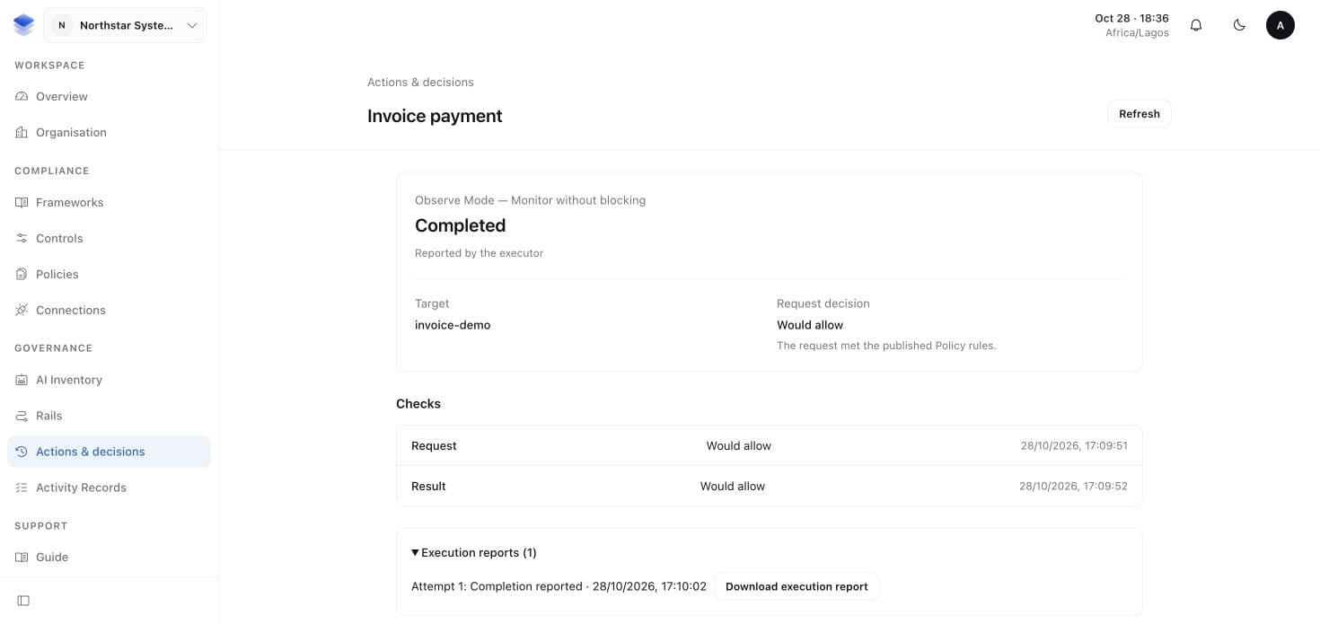 Observe Action with Would allow for both checks and one reported completion